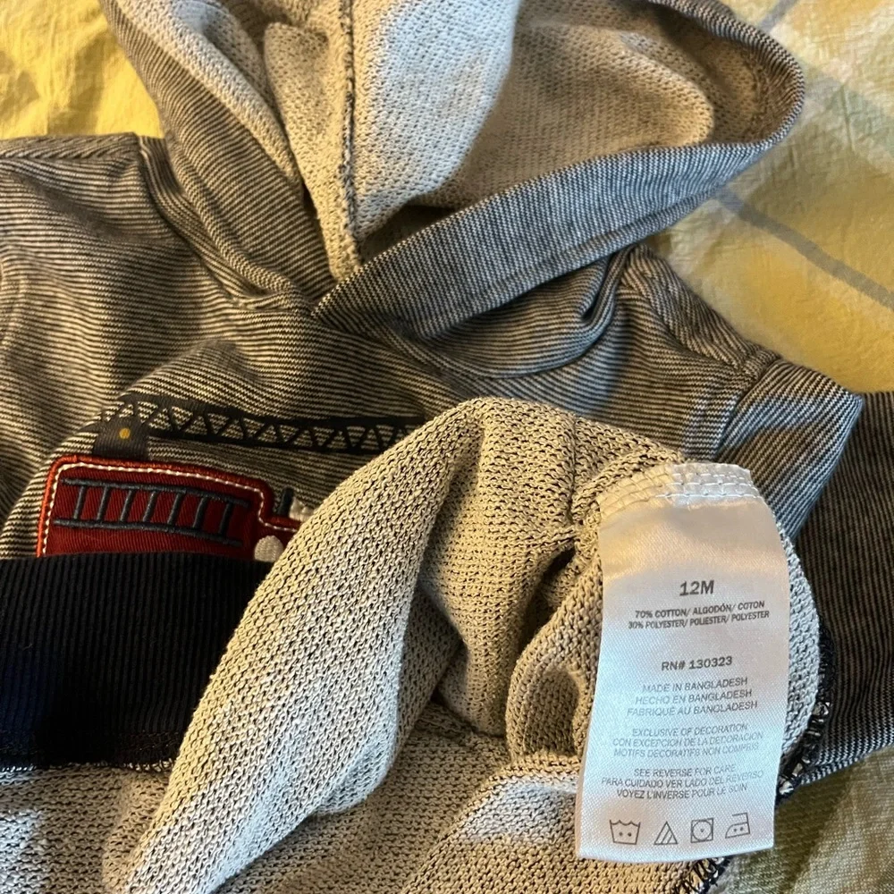 Kids Grey Hoodie with Fire Truck Design‎
